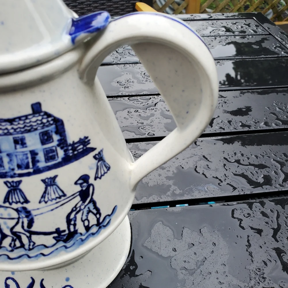 Vintage Metlox California Coffee Pot with Lid Poppy Trail Provinvial Blue